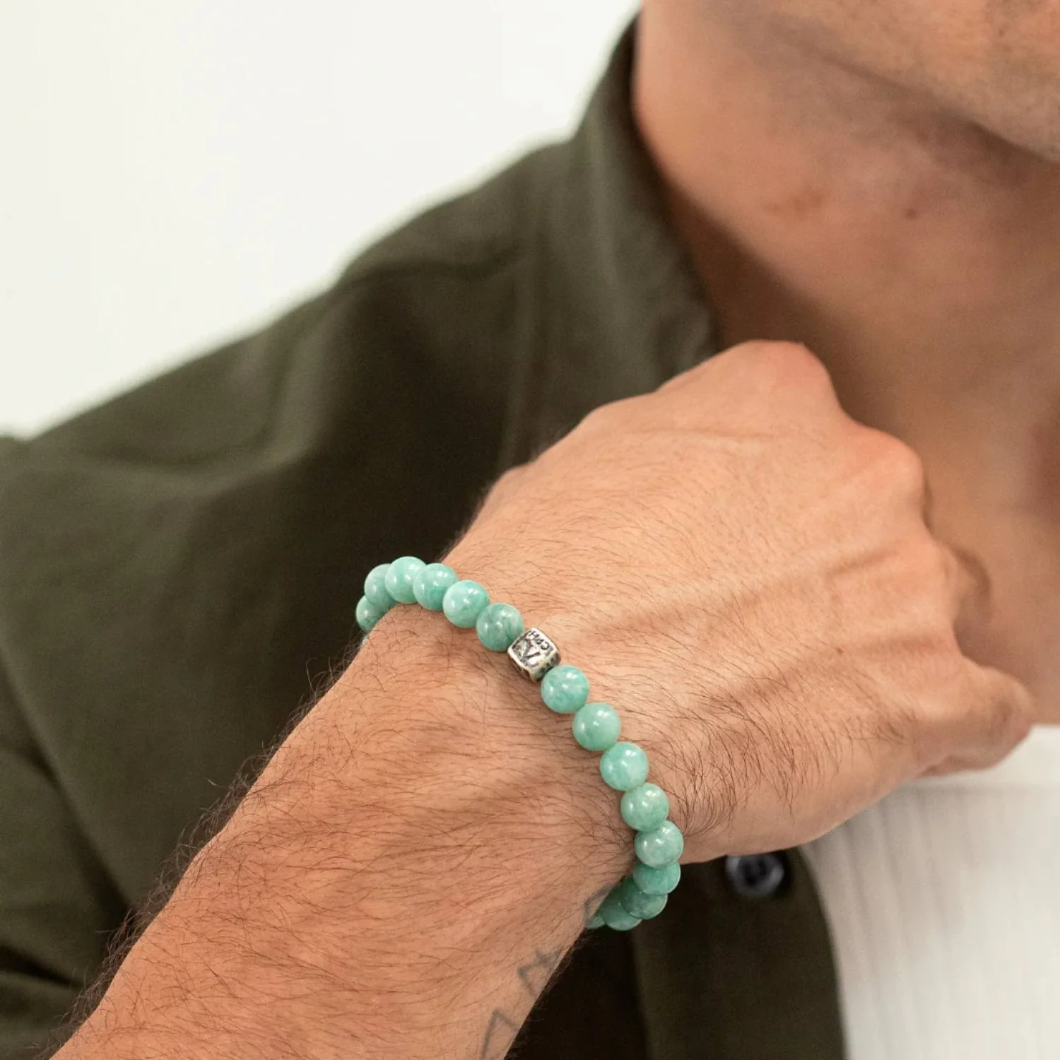 Alexander Lynggaard - Amazonite armbånd, 8 mm - Oxideret sølv - Image 2