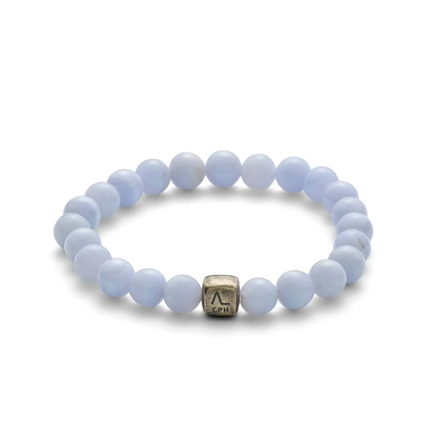 Alexander Lynggaard - Blue Lace Agate armbånd, 8 mm - Oxideret sølv