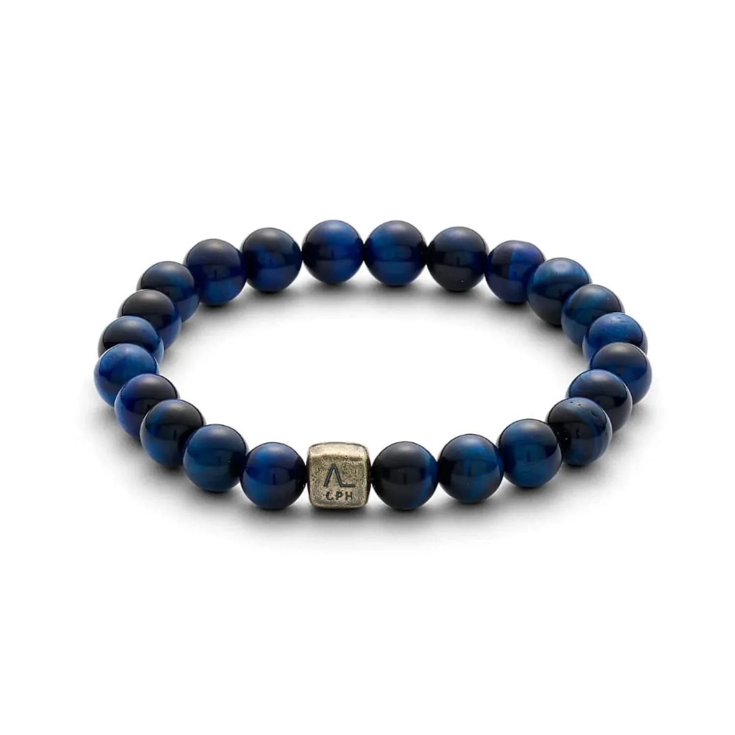 Alexander Lynggaard - Blue Tiger Eye armbånd, 8 mm - Oxideret sølv