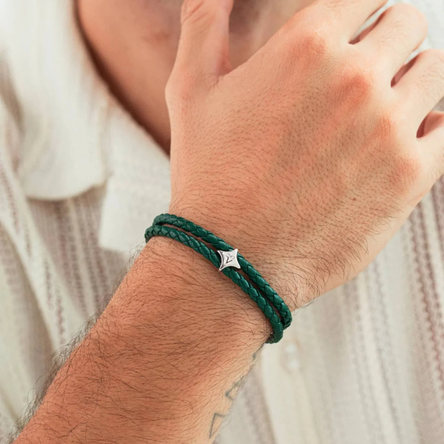 Alexander Lynggaard - Bolo Leather armbånd, grøn - Sølv - Image 2