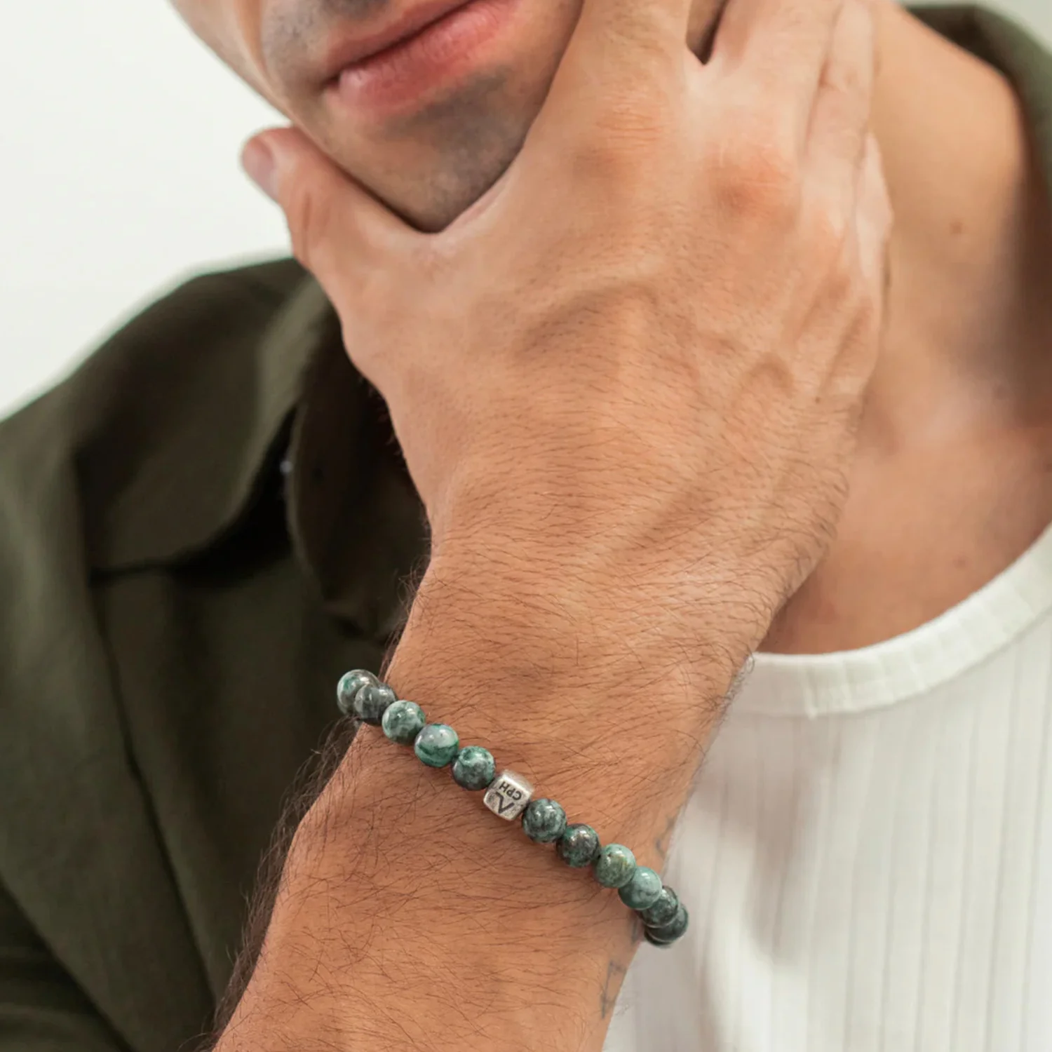 Alexander Lynggaard - Dioptase armbånd, 8 mm - Oxideret sølv - Image 2