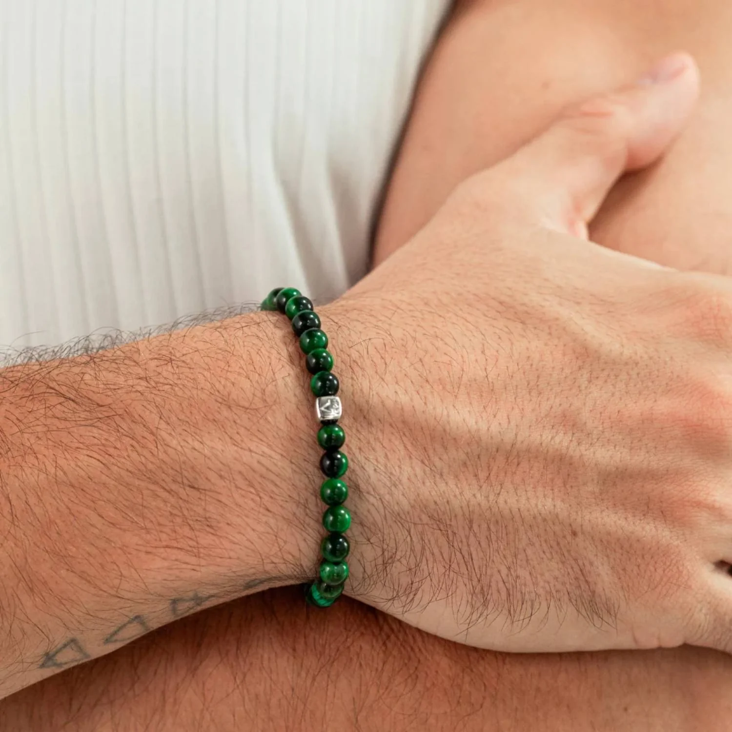 Alexander Lynggaard - Green Tiger Eye armbånd, 6 mm - Sølv - Image 2