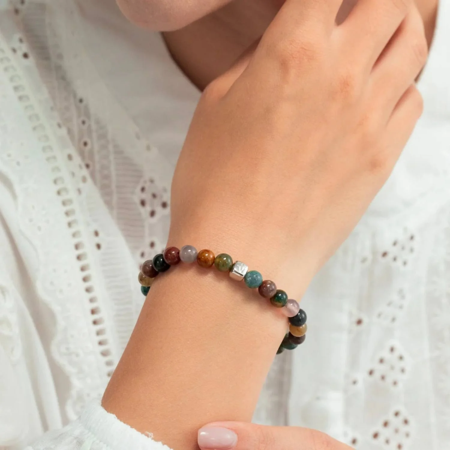 Alexander Lynggaard - Indian Agate armbånd, 6 mm - Sølv - Image 2
