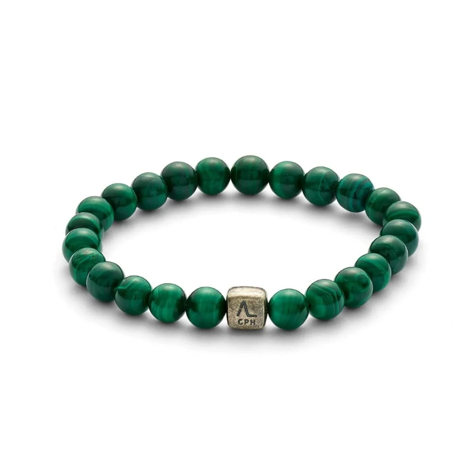 Alexander Lynggaard - Malachite armbånd, 8 mm - Oxideret sølv