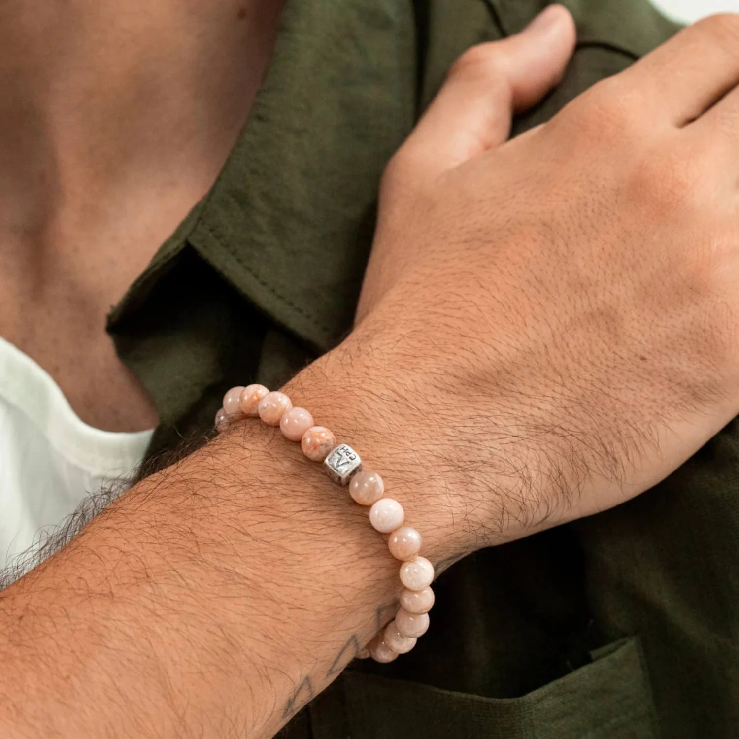 Alexander Lynggaard - Moonstone armbånd, 8 mm - Oxideret sølv - Image 2