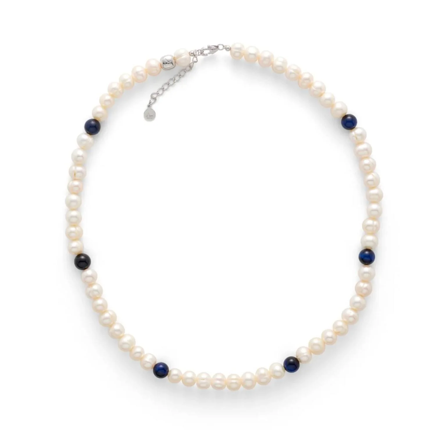 Alexander Lynggaard - Pearl Blue Tiger Eye halskæde, 50 cm/8 mm - Sølv