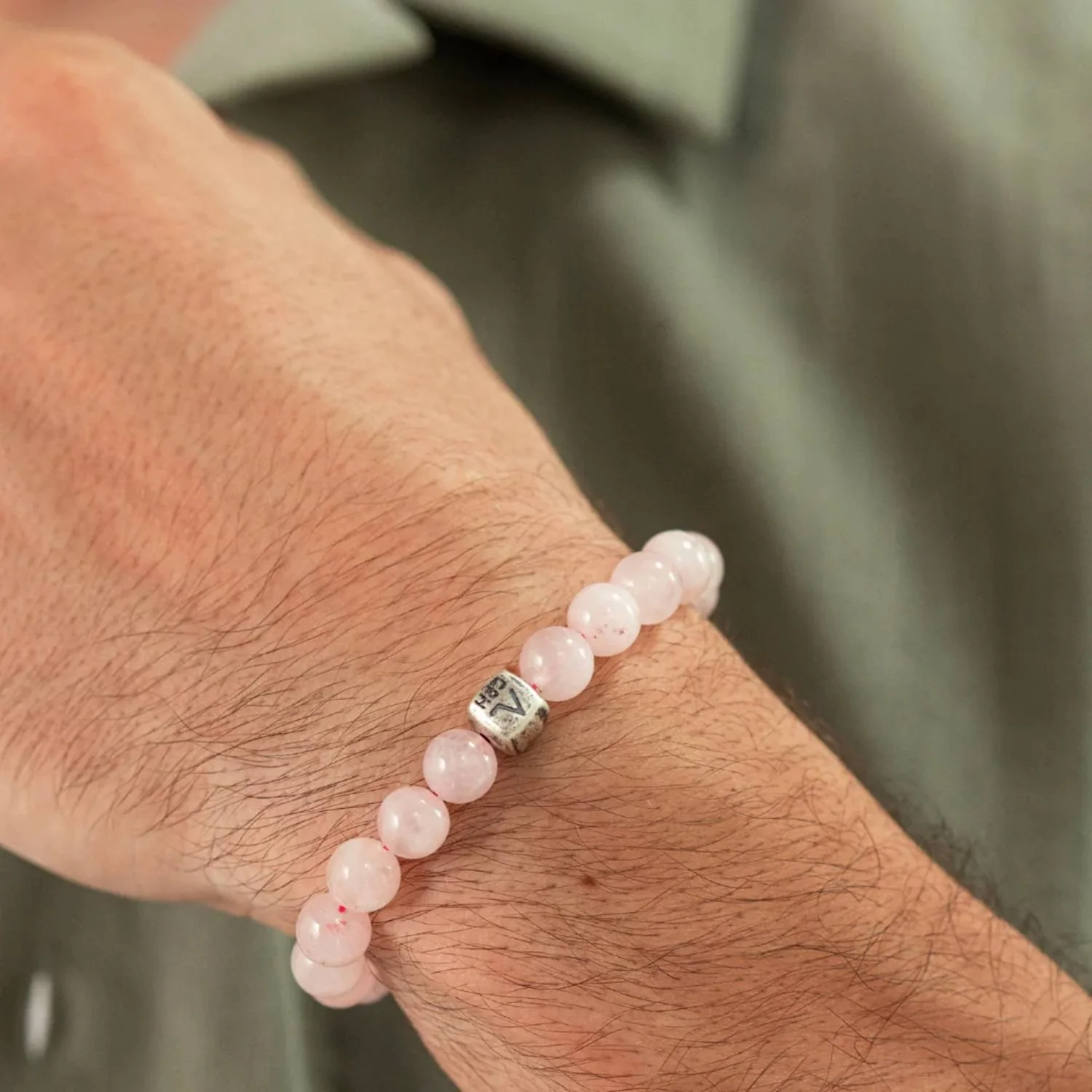 Alexander Lynggaard - Rose Quartz armbånd, 8 mm - Oxideret sølv - Image 2