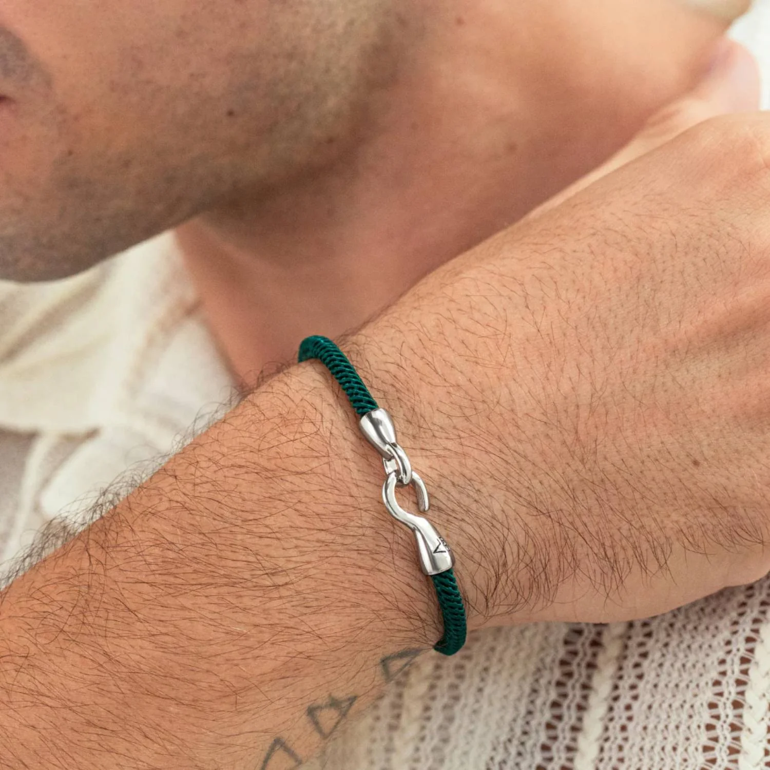 Alexander Lynggaard - Single Bolo Leather armbånd, grøn - Sølv - Image 2