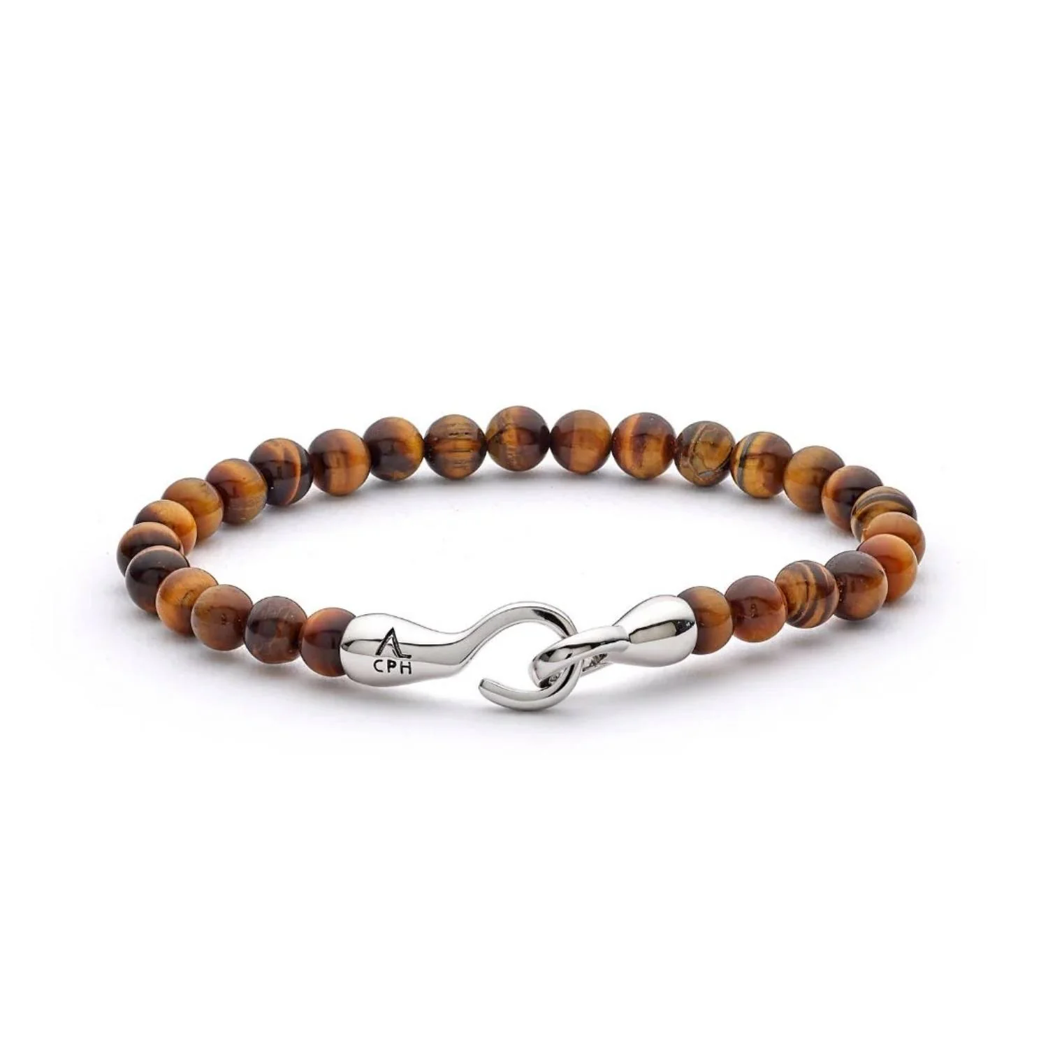 Alexander Lynggaard - Tiger Eye Hook Clasp armbånd, 6 mm - Sølv