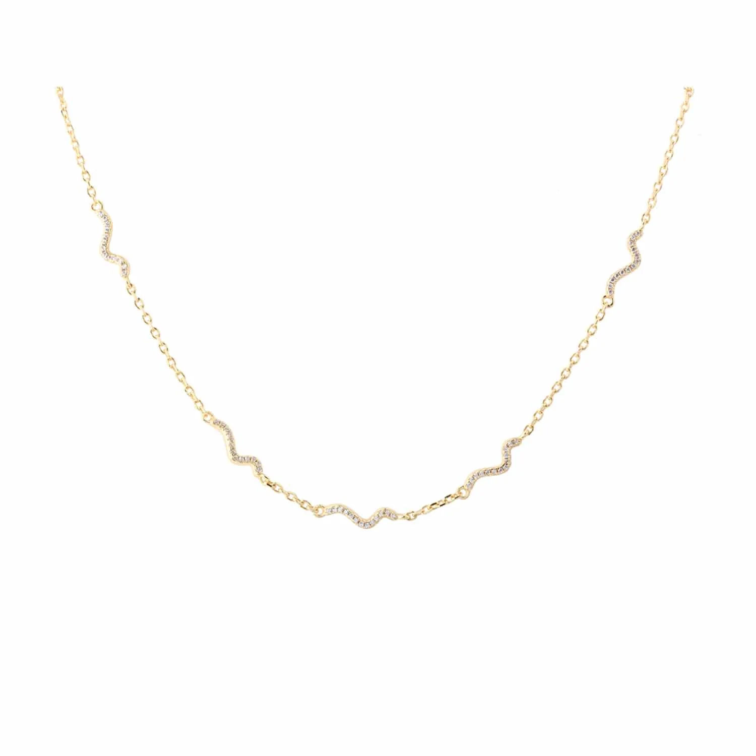 Aqua Dulce - Curva halskæde, 45+3 cm - Forgyldt sølv