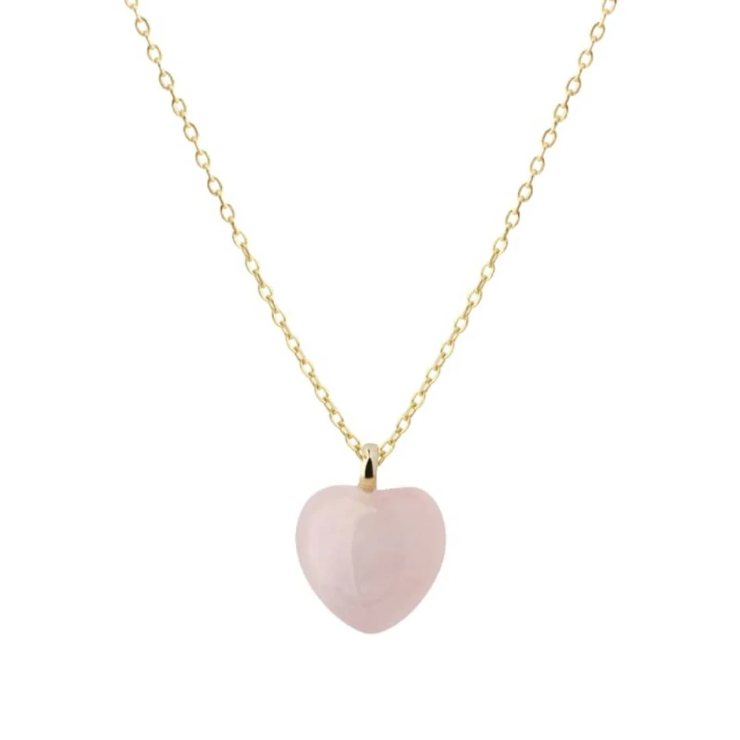 Aqua Dulce - Grace Heart halskæde, 42-45 cm - Forgyldt sølv