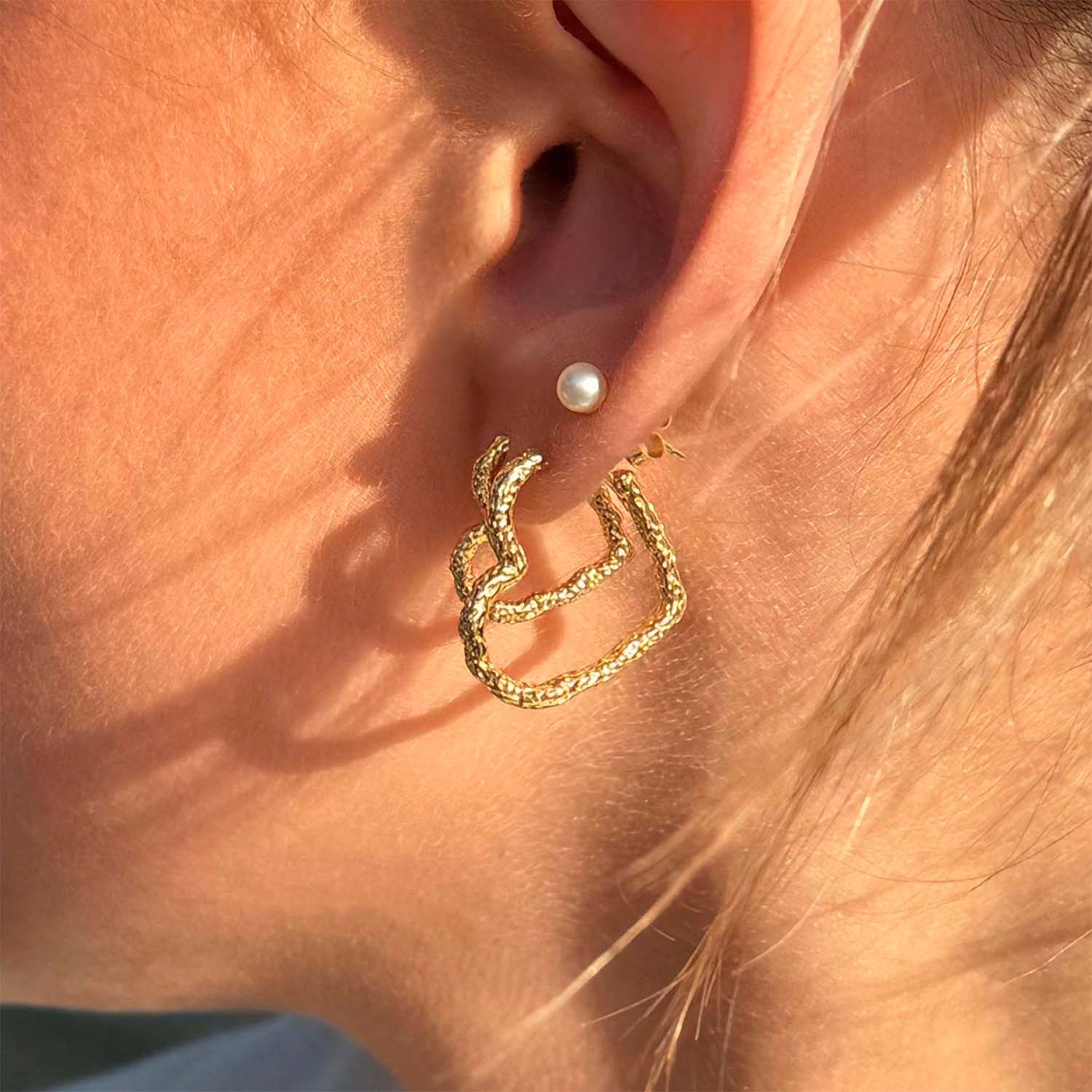 Aqua Dulce - Love Me Heart hoops, 16 mm - Forgyldt sølv - Image 2