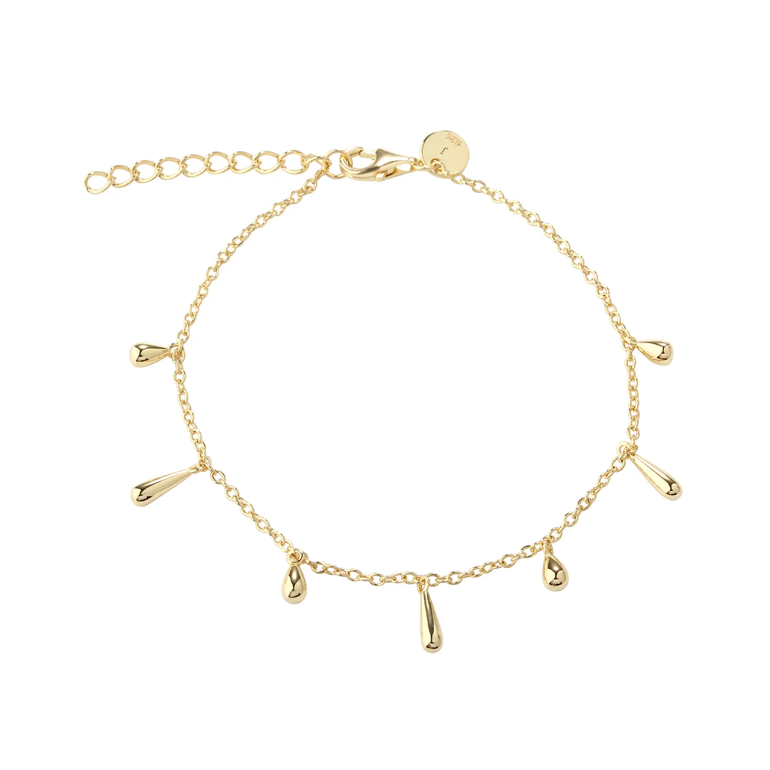 Aqua Dulce - Shiny Drop armbånd, 17+3 cm - Forgyldt sølv