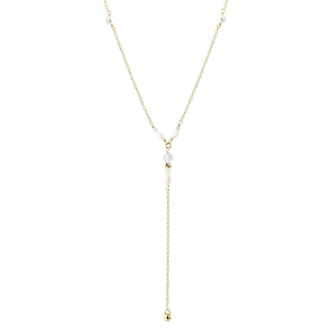 Aqua Dulce - Sinna Pearl halskæde, 45+3 cm - Forgyldt sølv