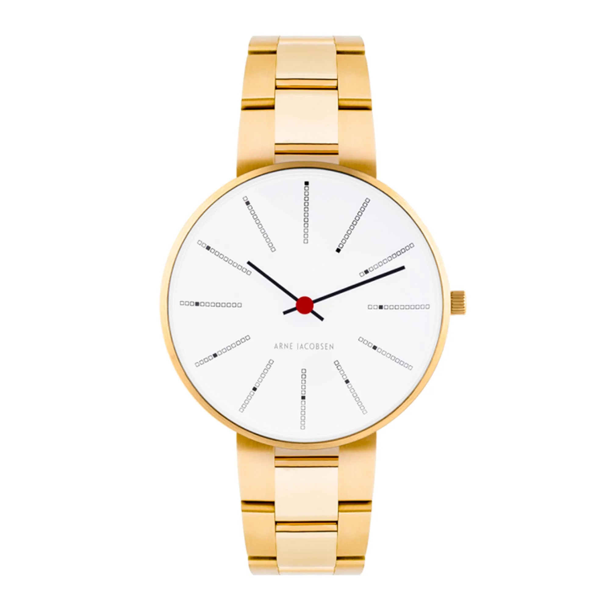 Arne Jacobsen - Bankers ur med lænke 34mm - guld PVD