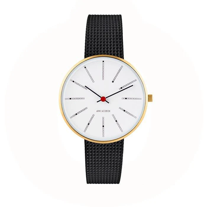 Arne Jacobsen - Bankers Ur Ø34 mm - guldfarvet/sort IP stål 53107-1610