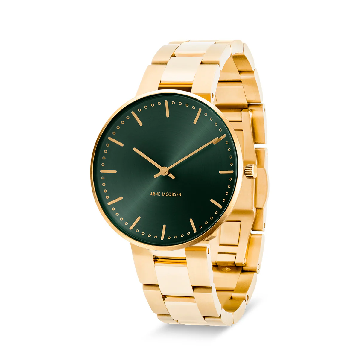 Arne Jacobsen - City Hall Evergreen ur, lænke 34 mm - Guld PVD - Image 2