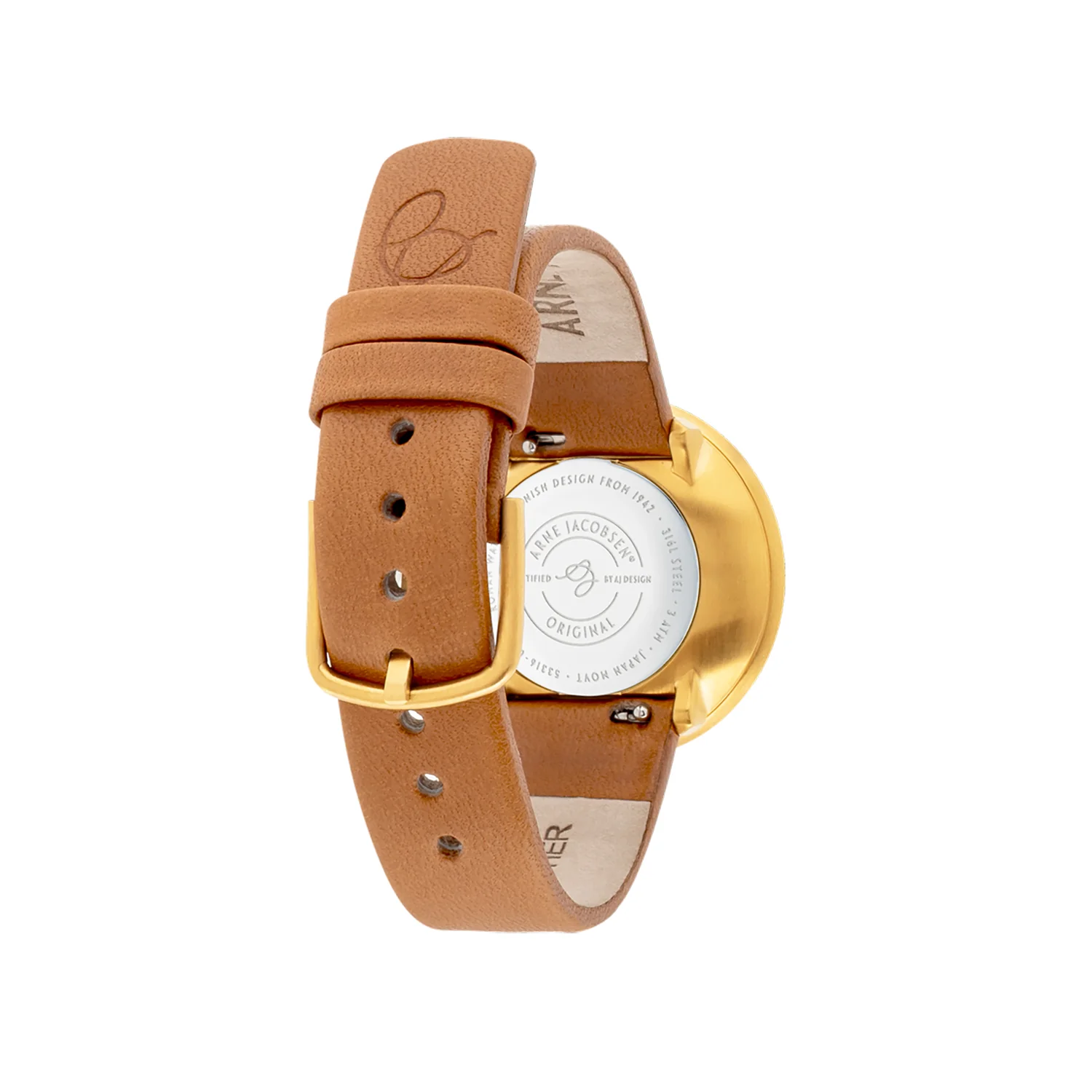 Arne Jacobsen - Roman Orchid Pink ur, 34 mm - guld IP/brun læderrem - Image 4