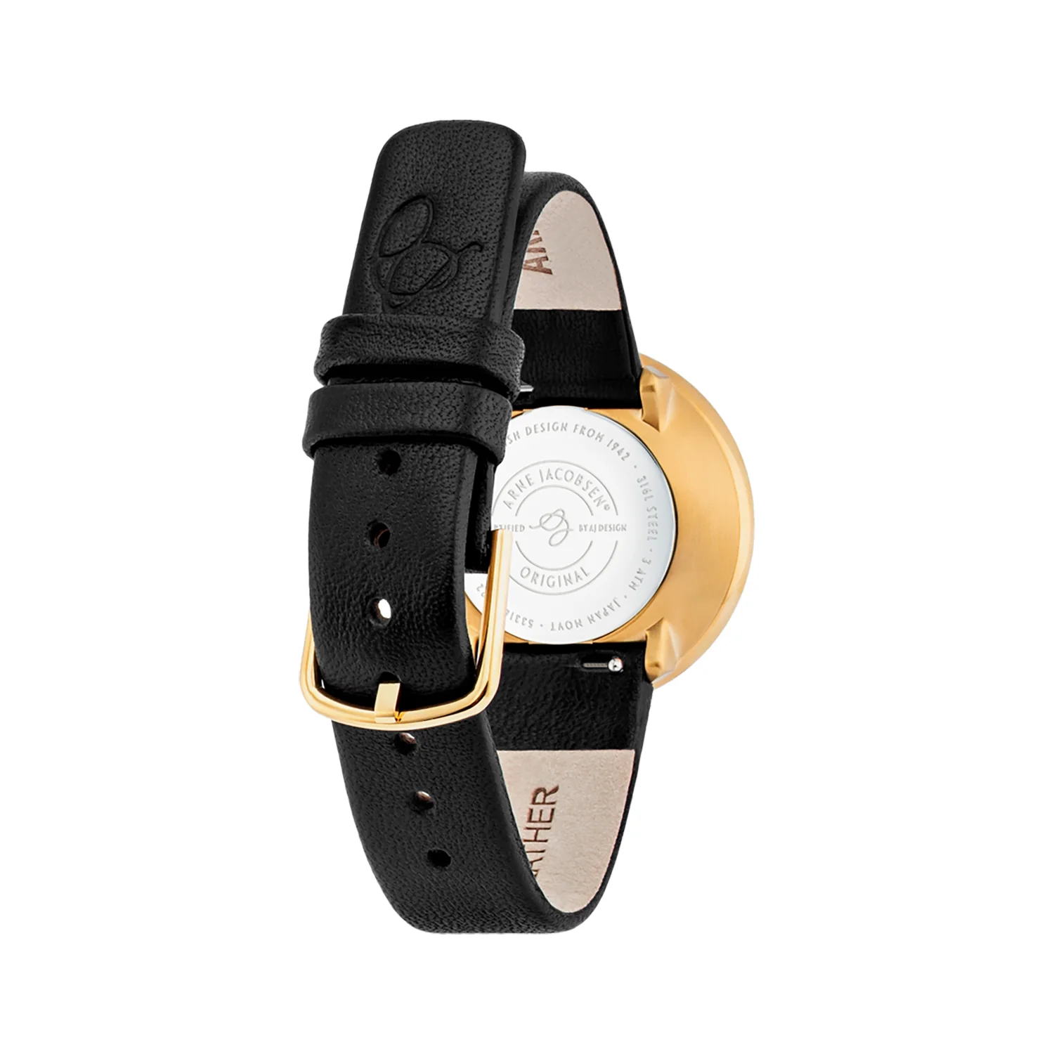 Arne Jacobsen - Roman Orchid Pink ur, 34 mm - guld IP/sort læderrem - Image 4