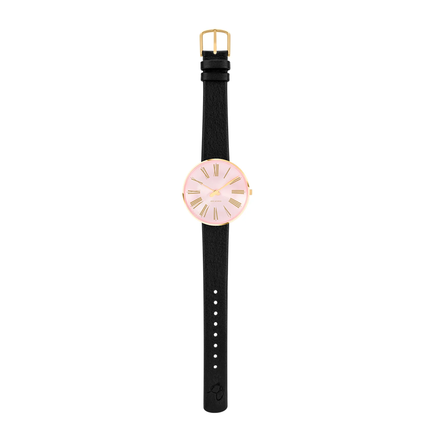 Arne Jacobsen - Roman Orchid Pink ur, 34 mm - guld IP/sort læderrem - Image 5