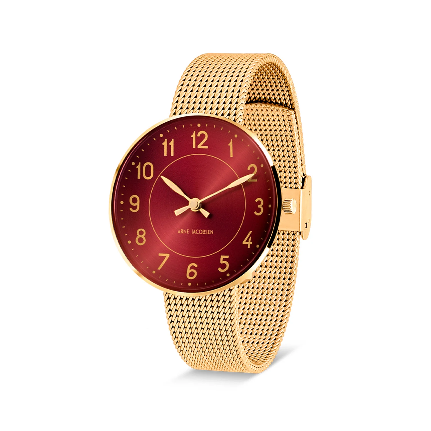Arne Jacobsen - Station Burgundy Red, Ø34 mm - Guld PVD/meshlænke - Image 2
