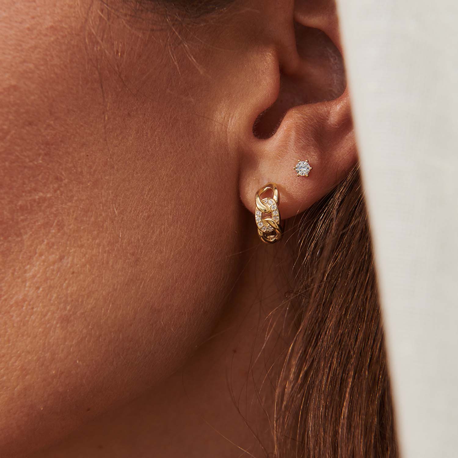 Aveny COLLECTION - Creoler m. zirkonia, 14 mm - 8 kt. guld - Image 2