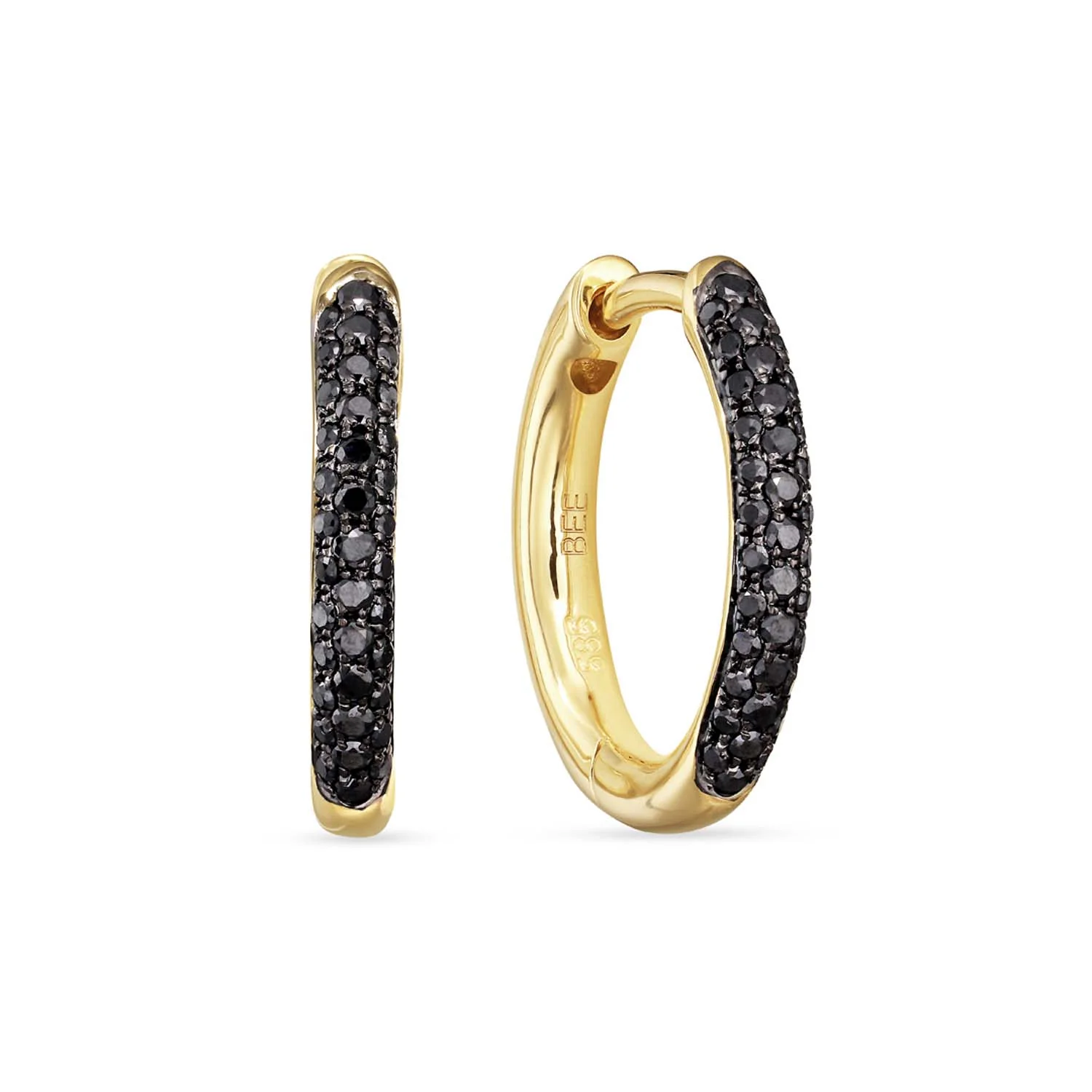 Aveny COLLECTION - Creoler med sorte brillianter, 0,14 ct. - 14 kt. guld