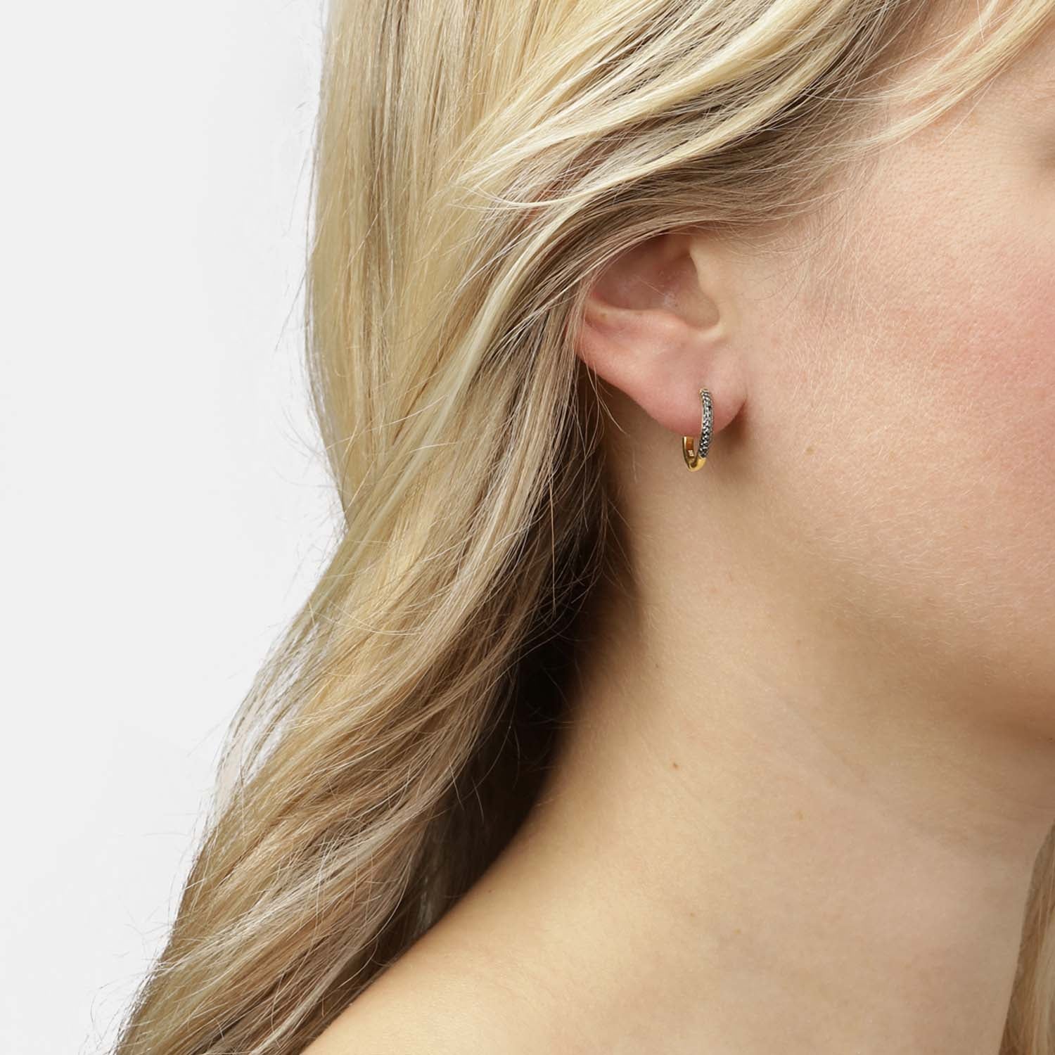 Aveny COLLECTION - Creoler med sorte brillianter, 0,14 ct. - 14 kt. guld - Image 2