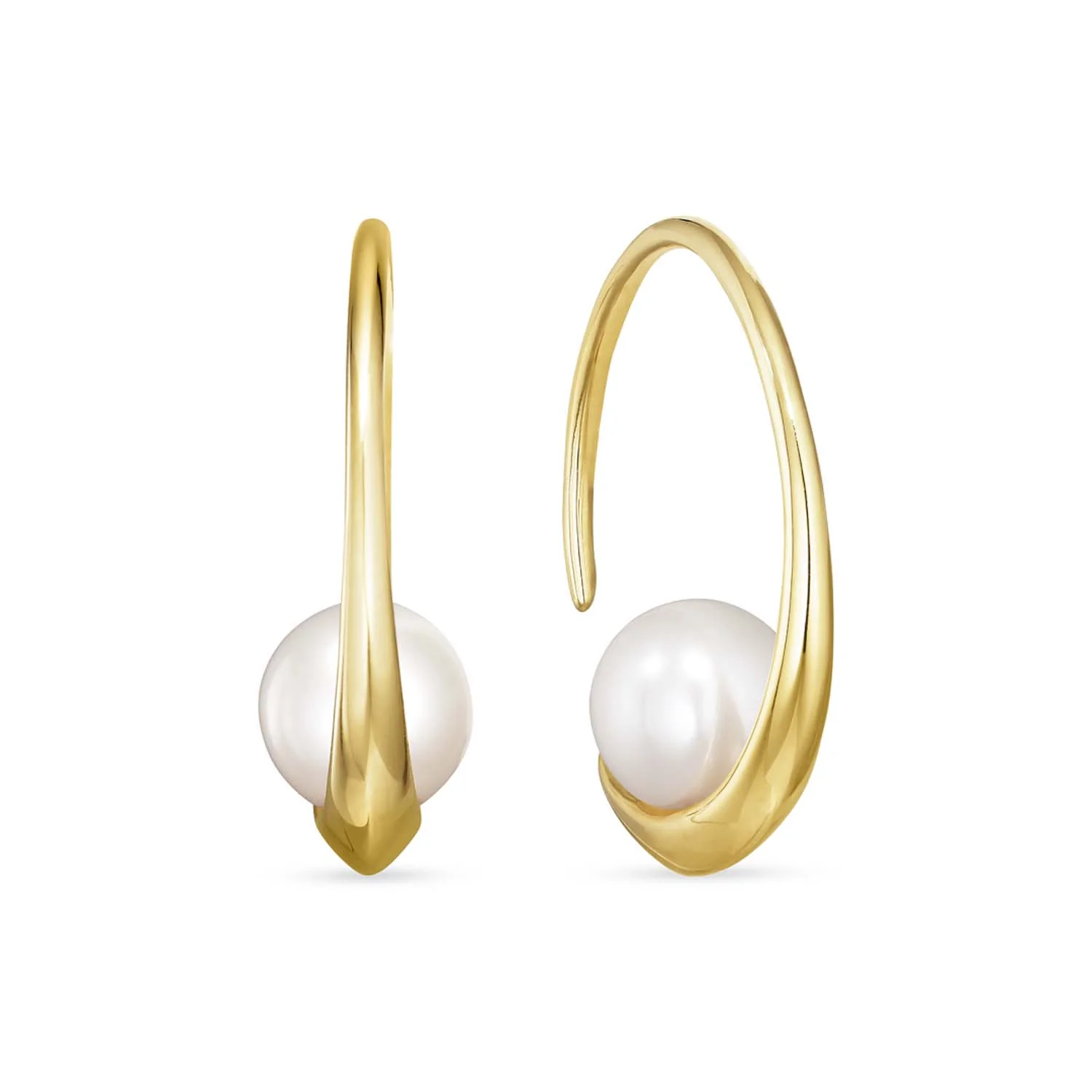 Aveny COLLECTION - Ørebøjler med ferskvandsperler, 6 mm - 14 kt. guld