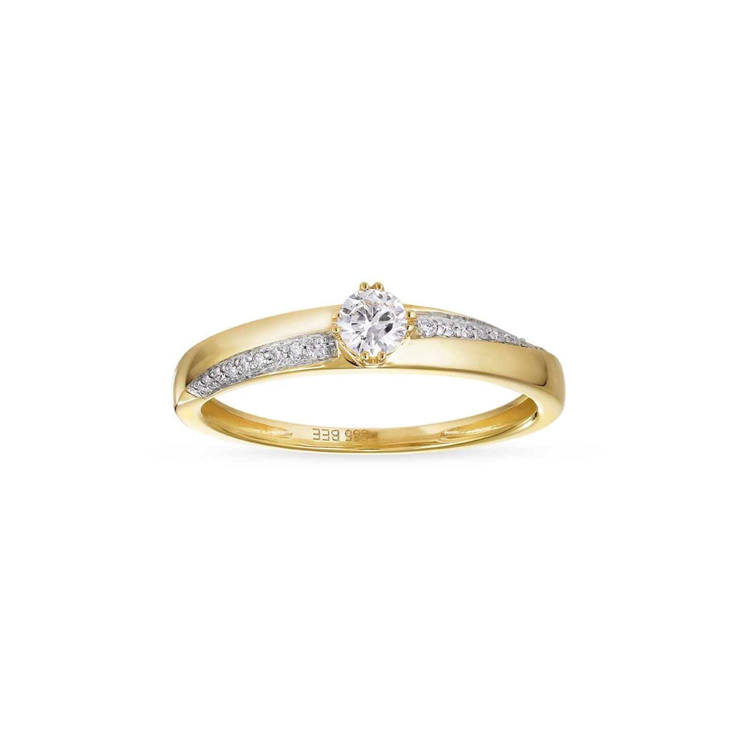 Aveny COLLECTION - Ring m. bånd med brillanter, 0,20 ct. w/si - 14 kt. guld