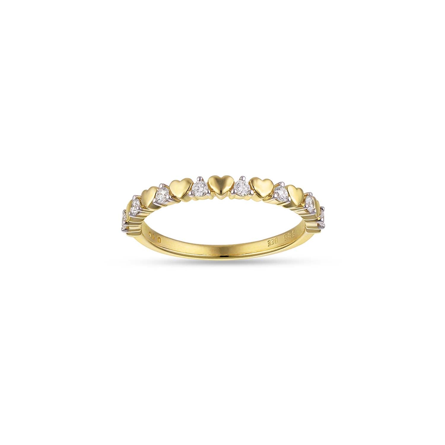 Aveny COLLECTION - Ring m. hjerter, 0,16 ct. w/si - 14 kt. guld
