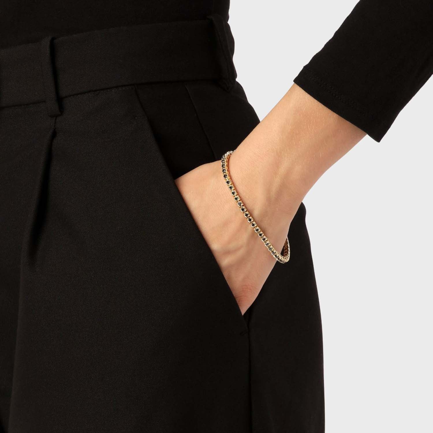 Aveny COLLECTION - Tennisarmbånd m. sorte brillanter, 2,68 ct./21 cm - 14 kt. guld - Image 2