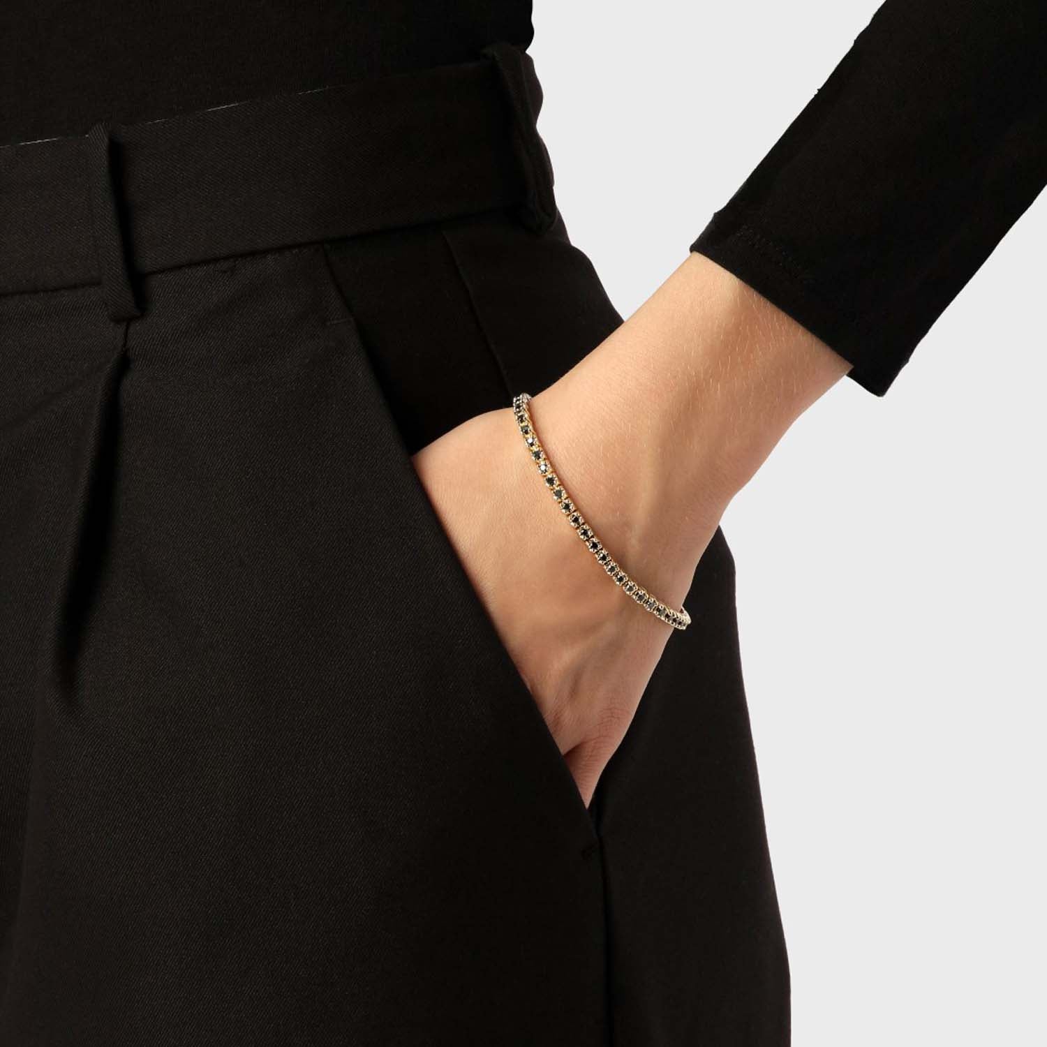Aveny COLLECTION - Tennisarmbånd sorte brillanter, 2,35 ct./18,5 cm - 14 kt. guld - Image 2