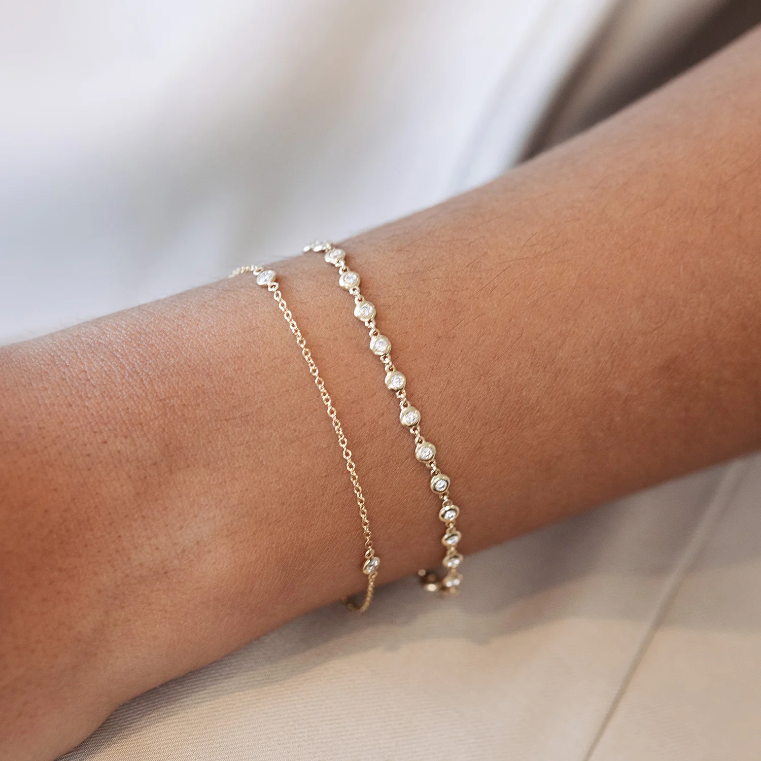 Aveny LUXURY - Armbånd m. 28 brillianter, 17,5 cm/0,60 ct. w/si - 14 kt. guld - Image 2