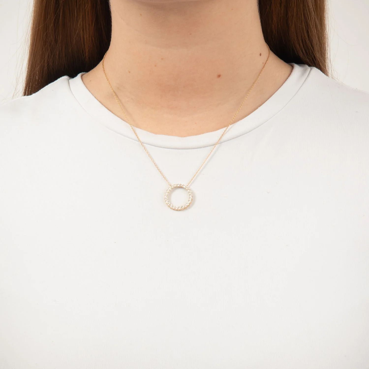 Aveny LUXURY - Cirkel Diamant halskæde, 1,00 ct. w/si - 14 kt. guld - Image 2