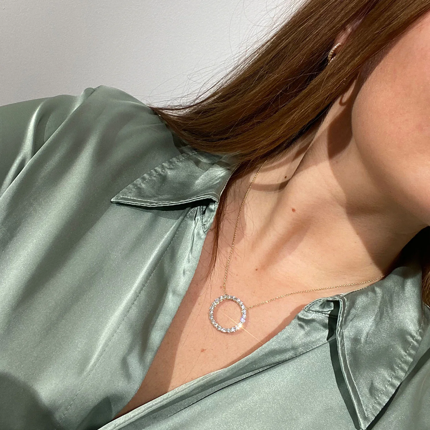 Aveny LUXURY - Cirkel Diamant Halskæde, 2,00 ct. w/si - 14 kt. hvidguld - Image 3