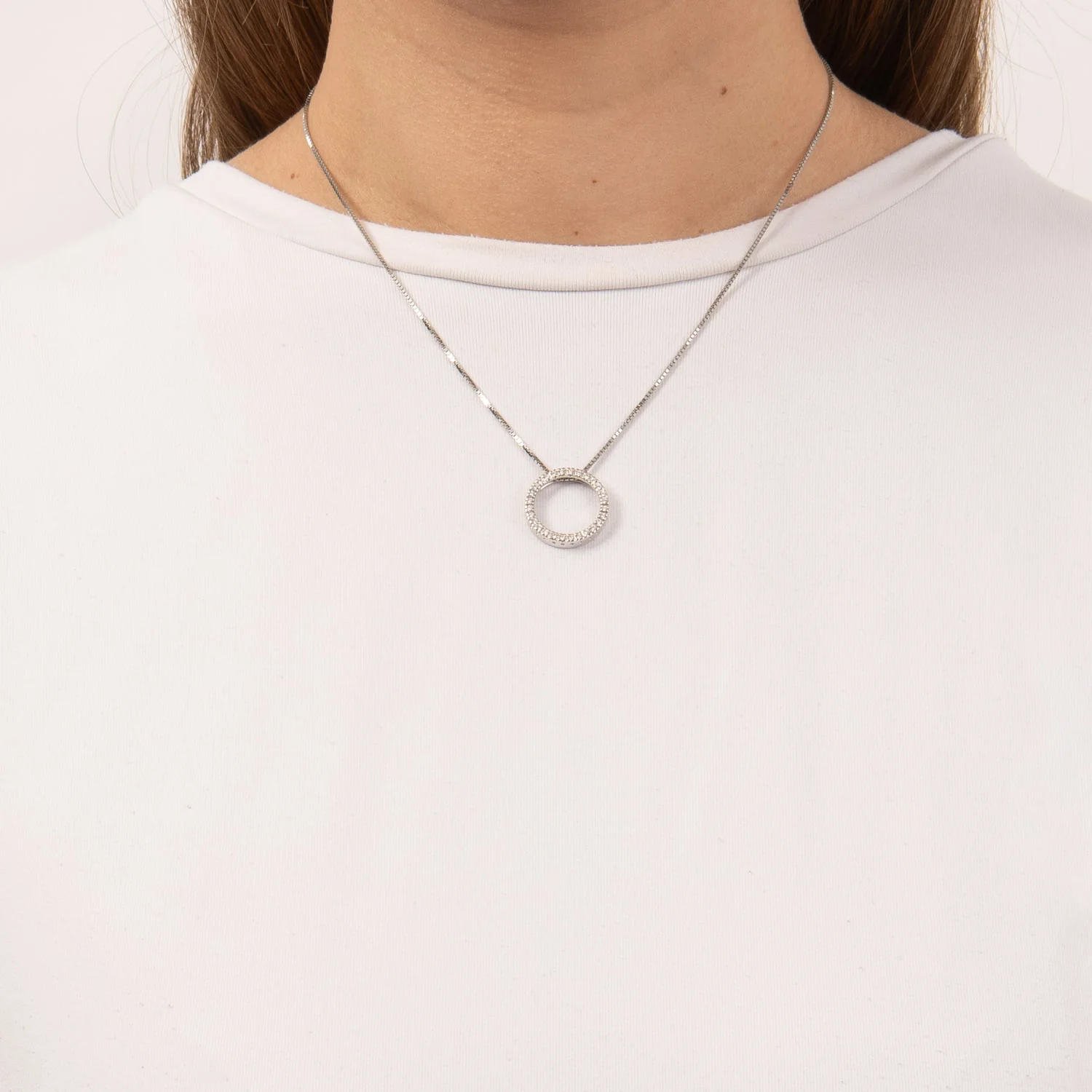 Aveny LUXURY - Cirkel vedhæng, 0,19 ct. w/si - 14 kt. hvidguld - Image 2