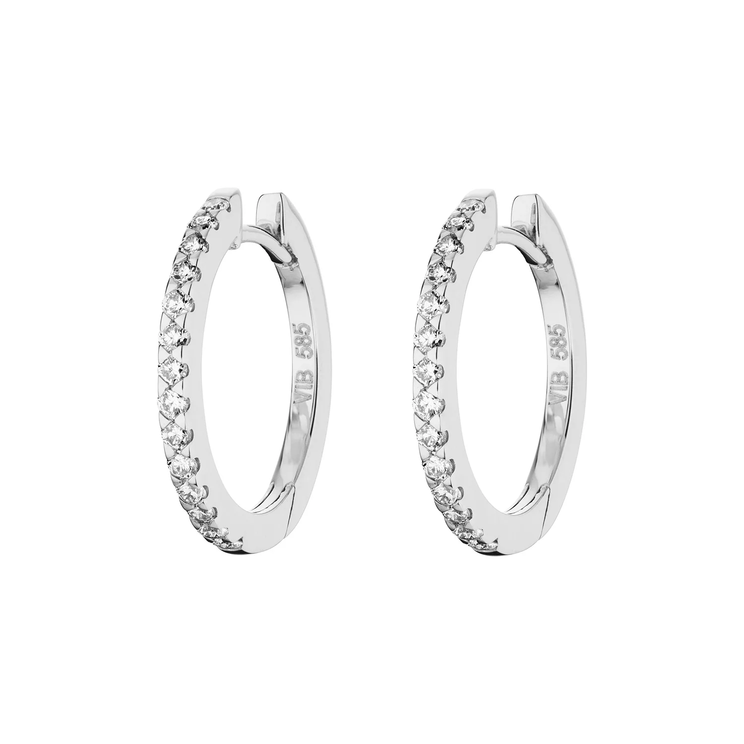 Aveny LUXURY - Click creoler, 0,28 ct. w/si - 14 kt. hvidguld