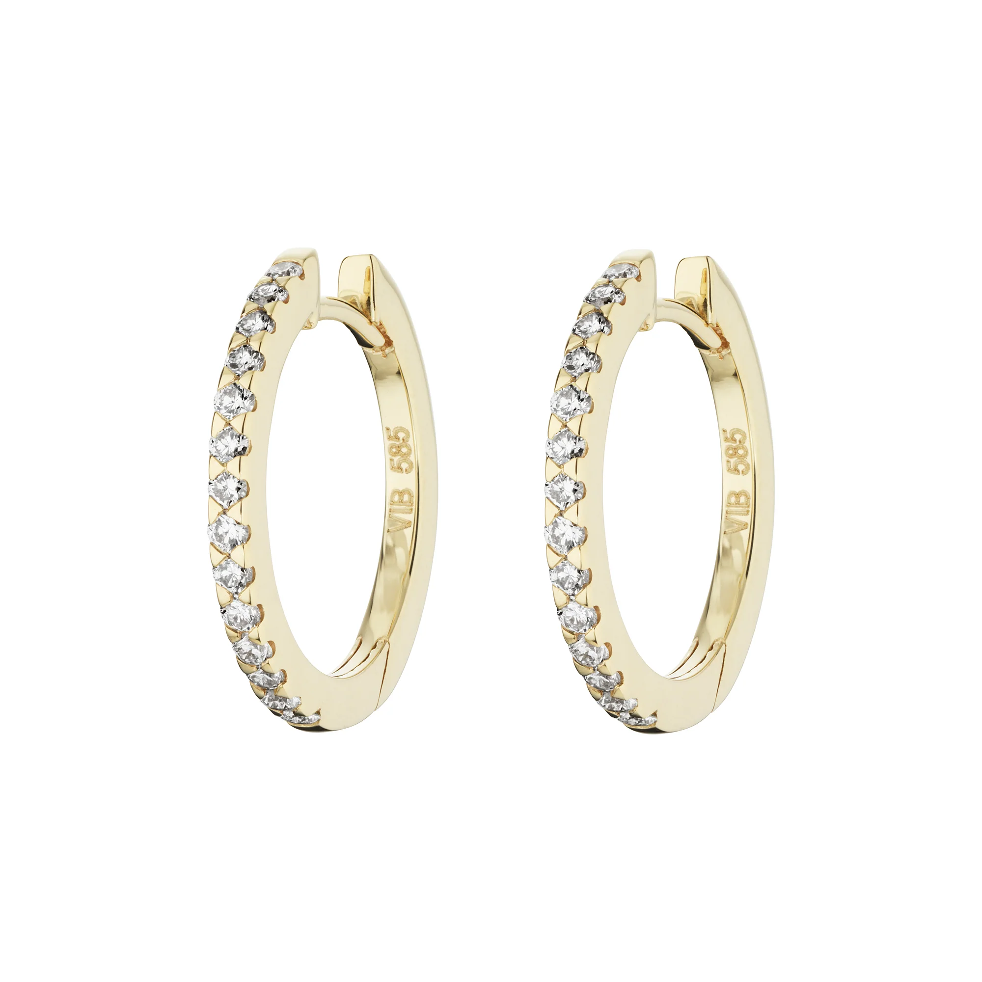 Aveny LUXURY - Click creoler, 12mm, 0,28 ct. w/si - 14 kt. guld