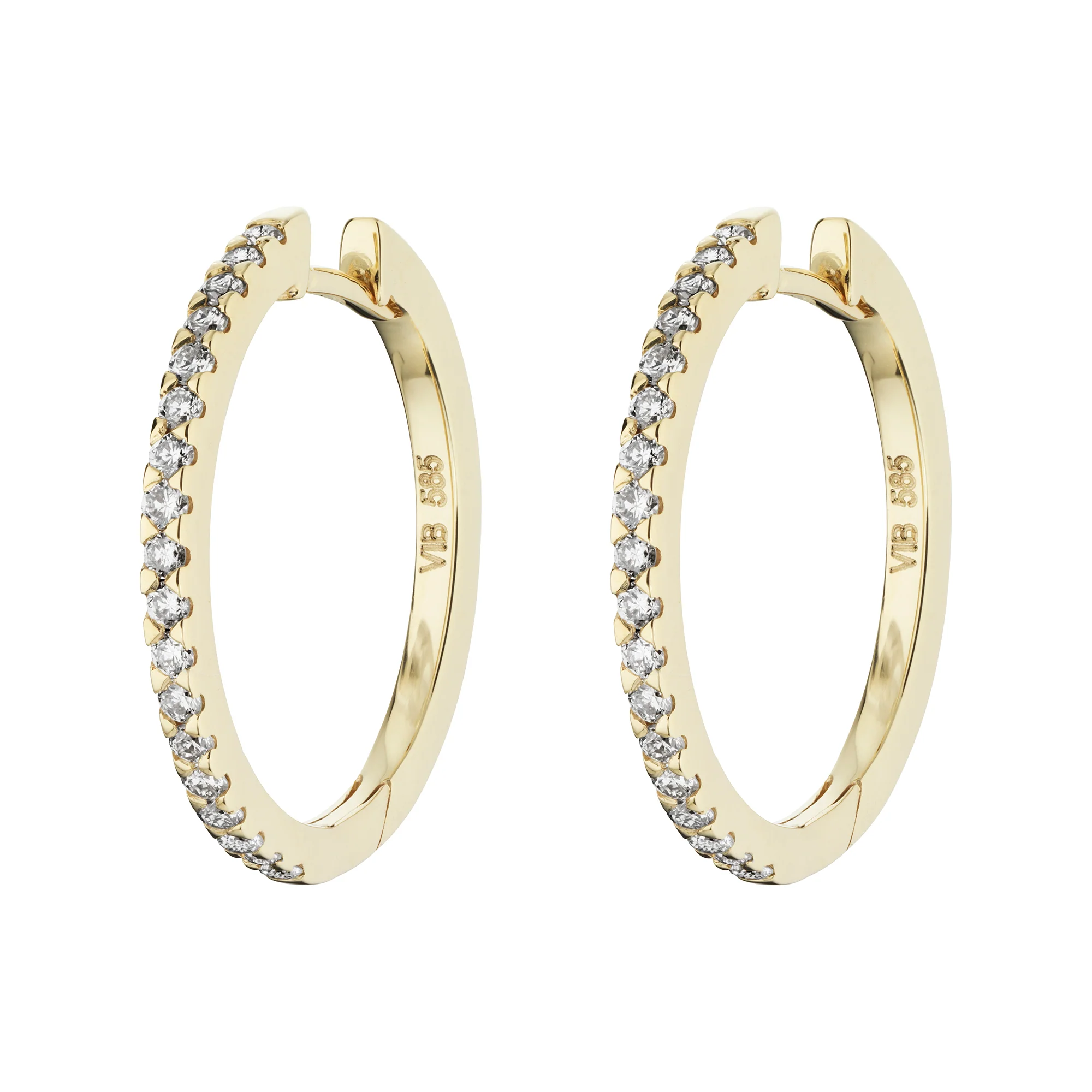 Aveny LUXURY - Click creoler, 16mm, 0,36 ct. w/si - 14 kt. guld