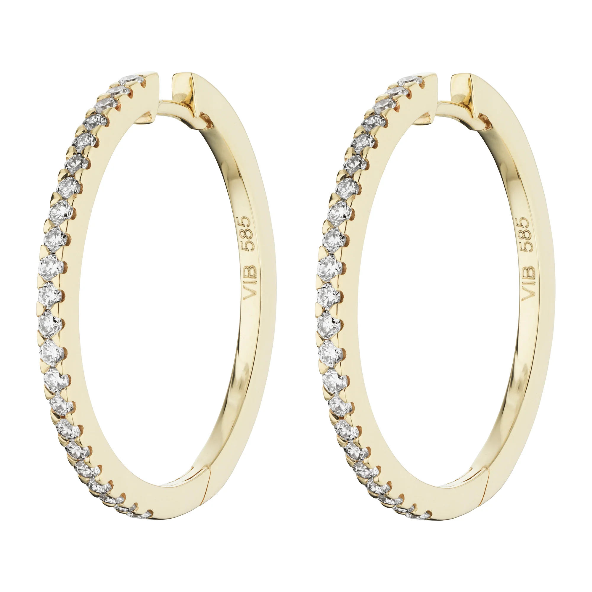 Aveny LUXURY - Click creoler, 20mm, 0,44 ct. w/si - 14 kt. guld
