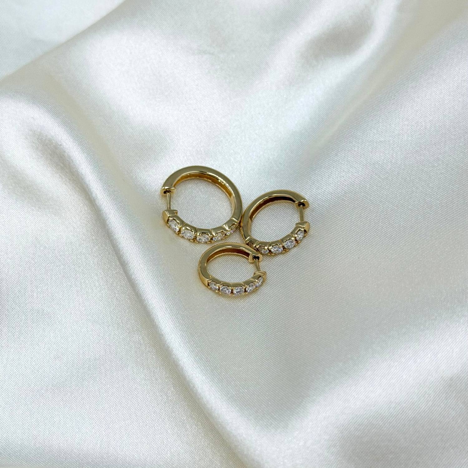 Aveny LUXURY - Creoler m. brillianter - 14 kt. guld - Image 10