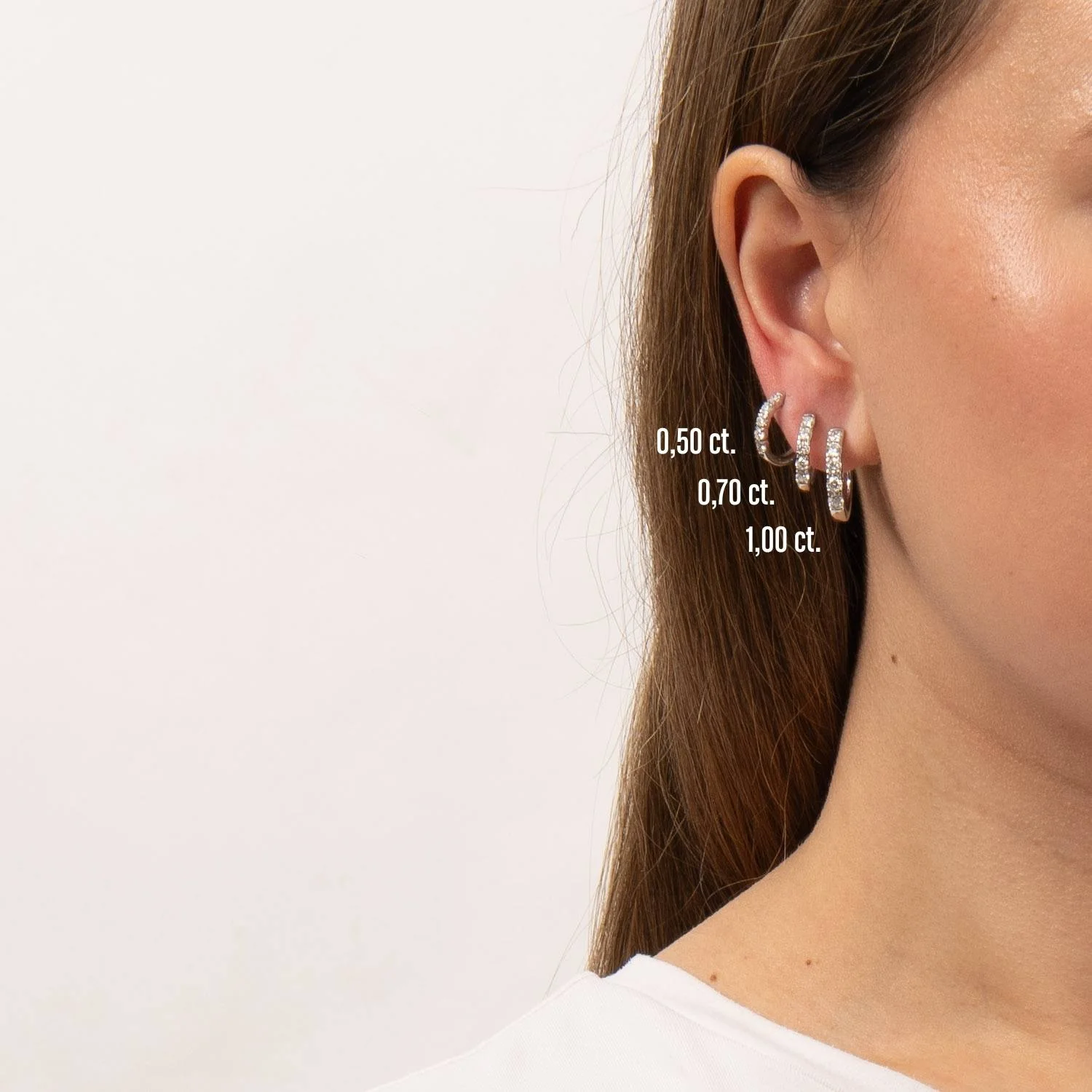 Aveny LUXURY - Creoler m. brillianter - 14 kt. hvidguld - Image 2