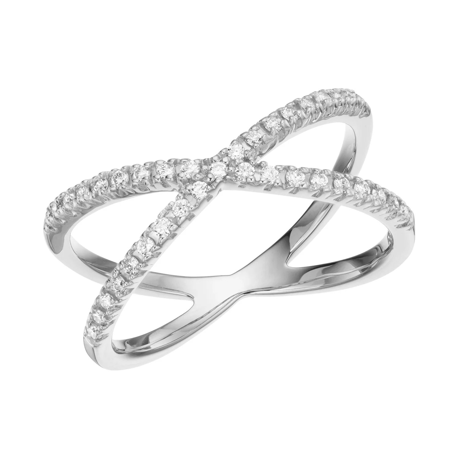 Aveny LUXURY - Crossing ring, 0,23 ct. w/si - 14 kt. hvidguld