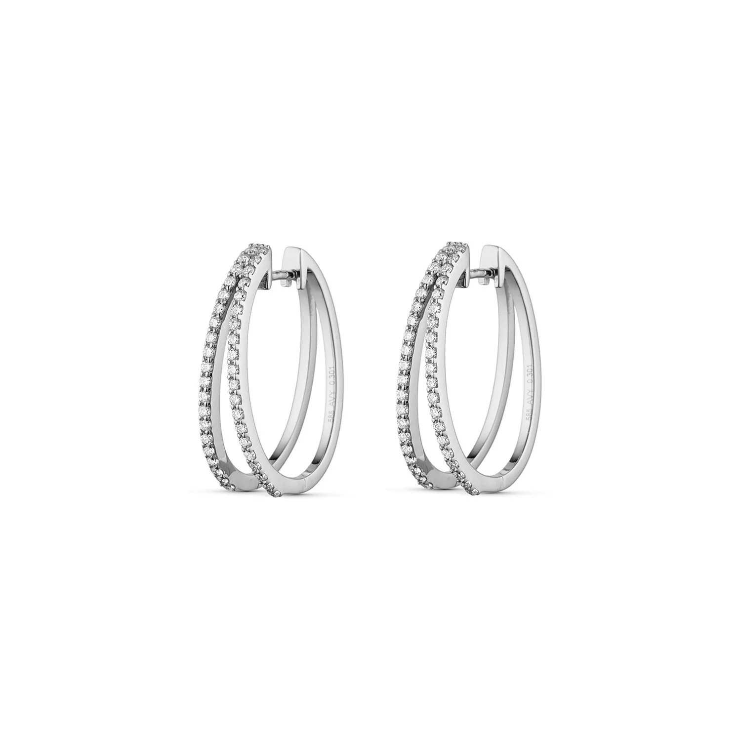 Aveny LUXURY - Dobbelt creoler, 0,60 ct. w/si - 14 kt. hvidguld