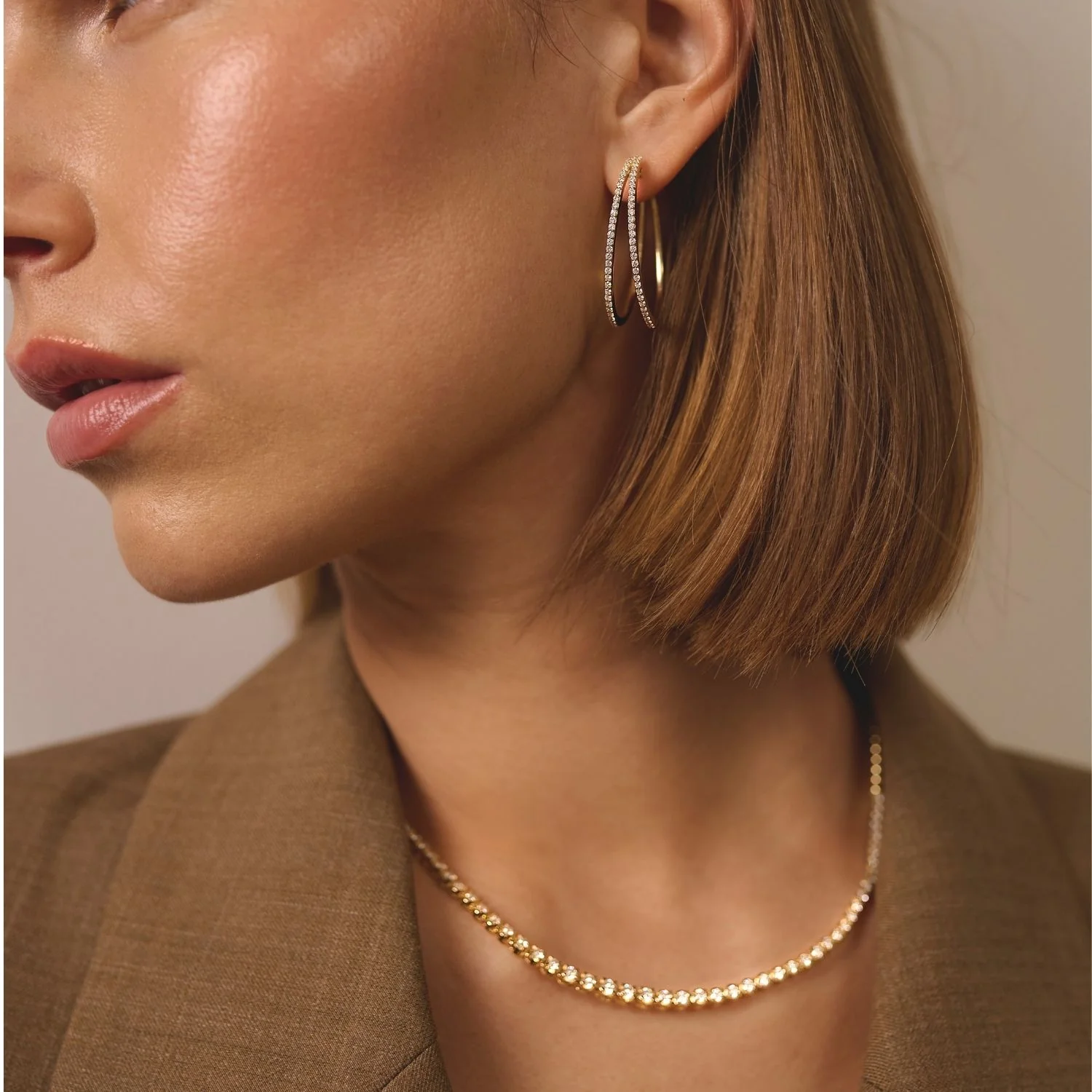 Aveny LUXURY - Dobbelt creoler, 0,90 ct. w/si - 14 kt. hvidguld - Image 3