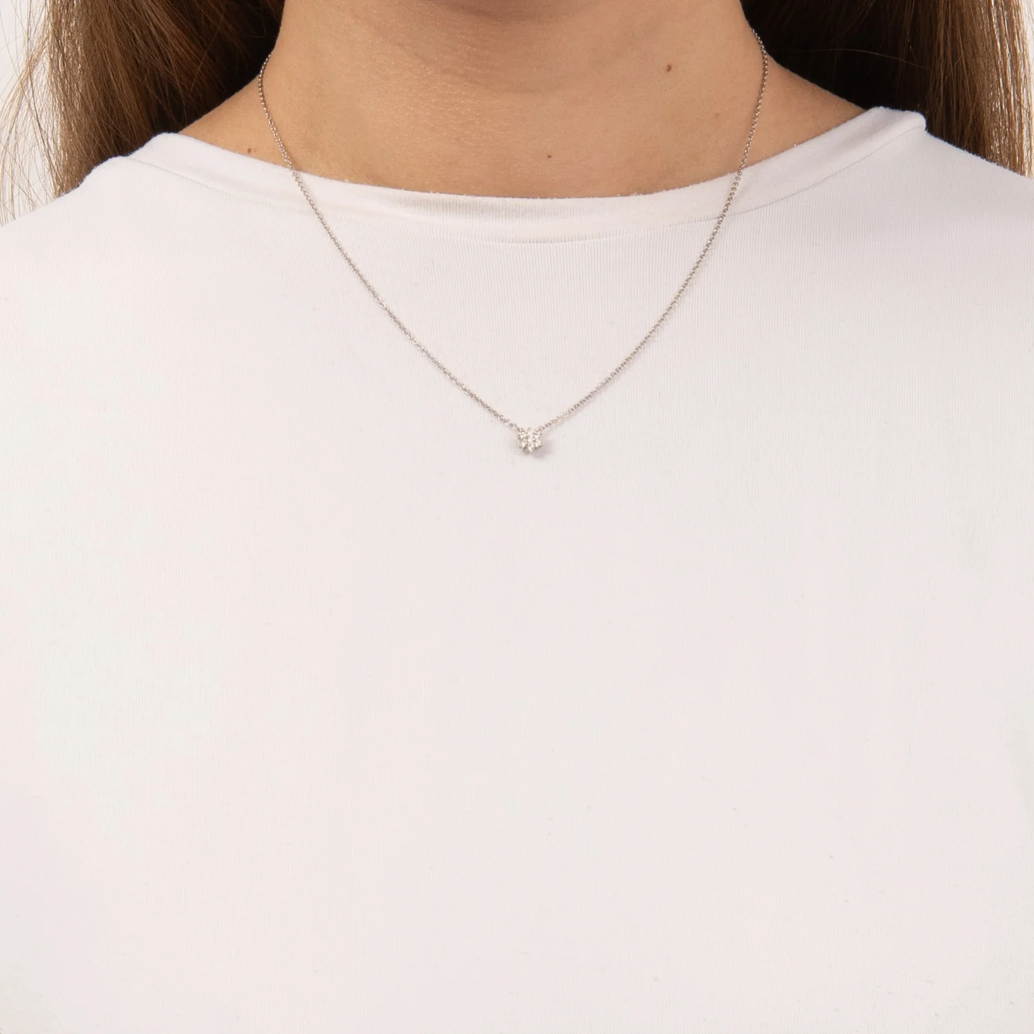 Aveny LUXURY - Fleur halskæde, 0,12 w/si - 14 kt. hvidguld - Image 2