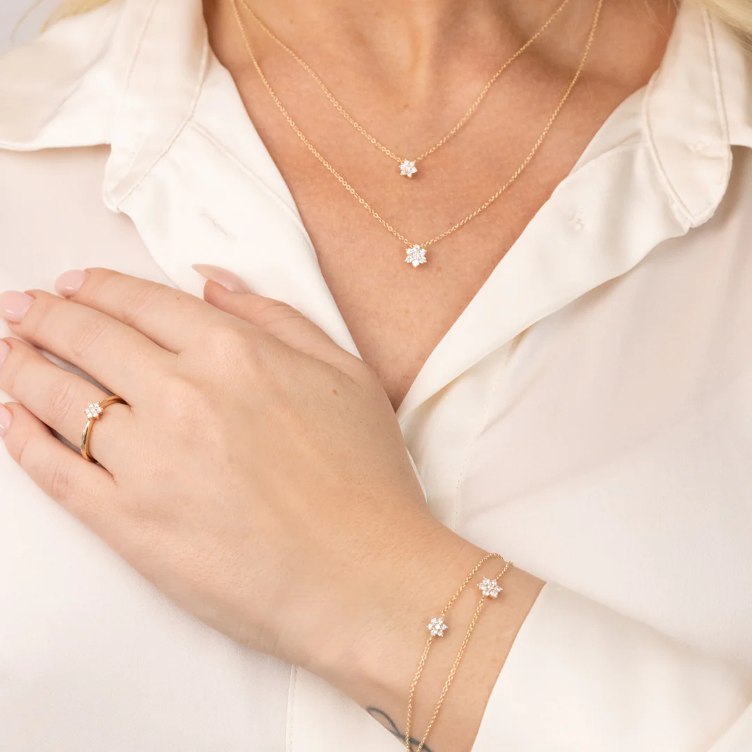 Aveny LUXURY - Fleur Halskæde, 0,24 ct. w/si - 14 kt. guld - Image 2