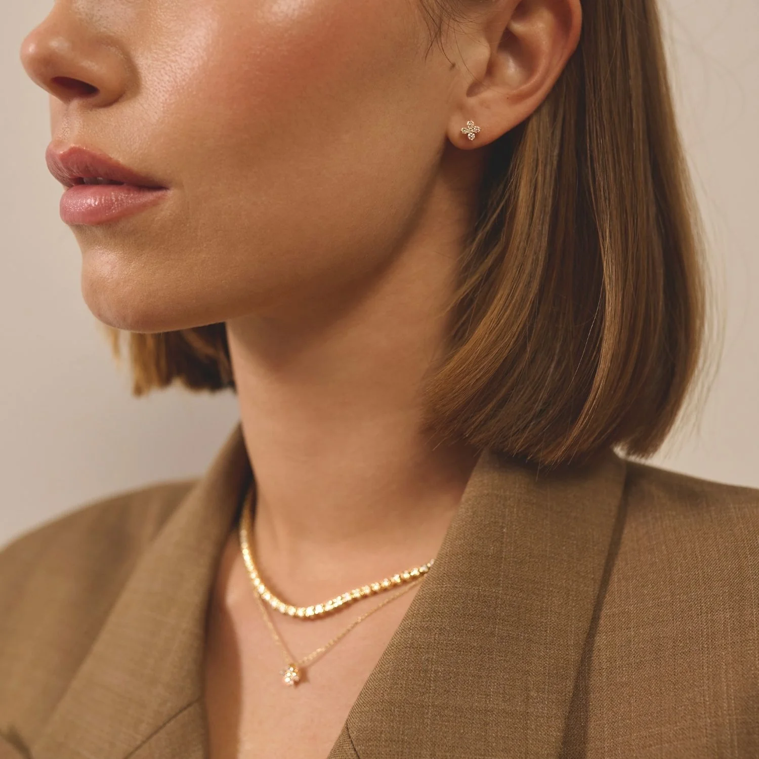 Aveny LUXURY - Floré halskæde, 42+5 cm/0,31 ct. w/si - 14 kt. hvidguld - Image 3