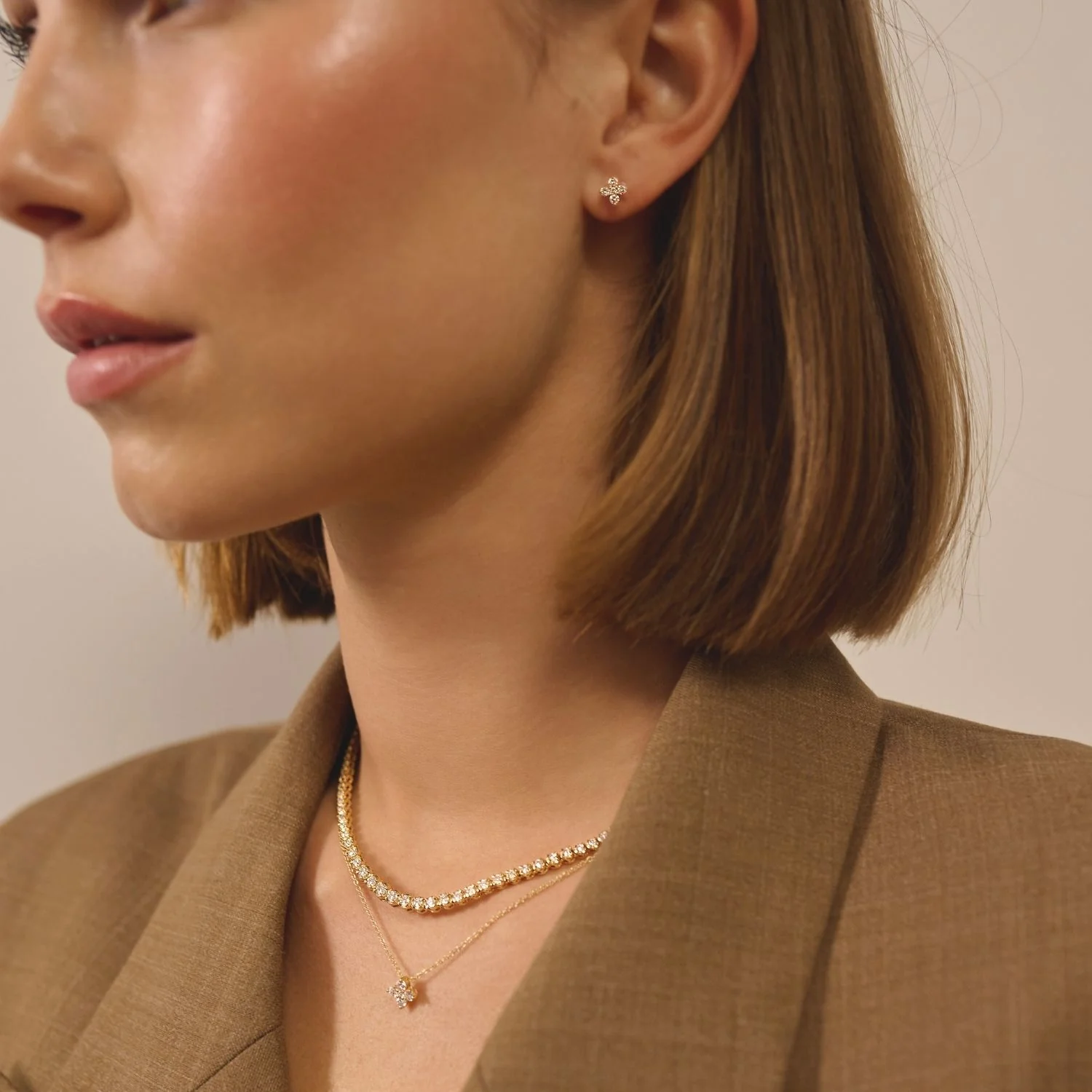 Aveny LUXURY - Floré ørestikker, 0,30 ct. w/si - 14 kt. hvidguld - Image 3